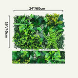 Yasna Greenery Panel measuring 24x16 inches, featuring vibrant artificial plants and ferns for customizable indoor green wall decor.