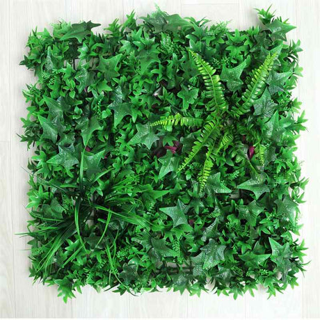 Square Yasna Greenery Panel with ivy and ferns, ideal for modular indoor green wall designs requiring minimal maintenance.
