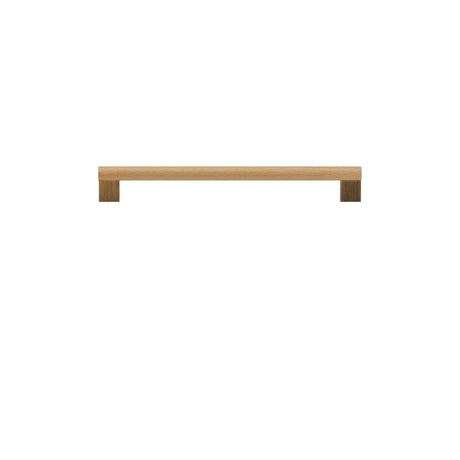 "A minimalist wood pull bar, combining natural finishes with modern design, isolated on a white background."