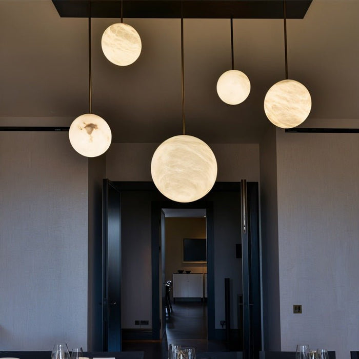 Yue Alabaster Customizeable Chandelier - Modern Lighting for Hallway