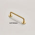 Gold pull handle with round mounting plates on white background, measuring 3.8 inches.