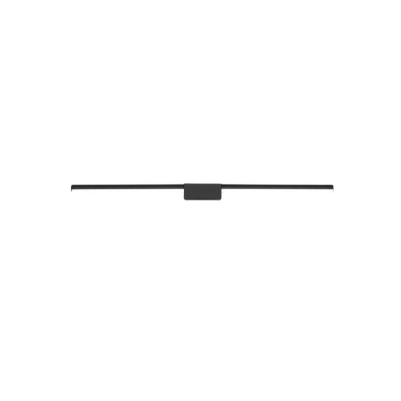"Minimalist black Zanal wall lamp, crafted from aluminum, iron, and silica gel, providing soft, linear illumination for modern interiors."