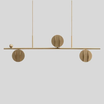 "Gold linear pendant light with sleek design, crafted from durable iron and aluminum alloy, ideal for contemporary living spaces."