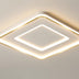 Modern square LED ceiling light with white and gold nested frames mounted on a plain white ceiling.