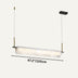 Elongated alabaster pendant chandelier with brass accents suspended by cables against a neutral background.