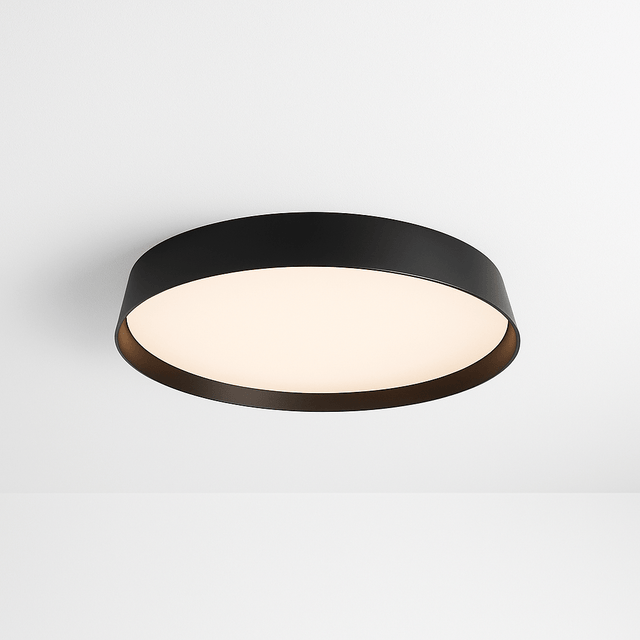 Minimalist Ceiling Lamp - Zena Modern Light Fixture with integrated LED, featuring a soft glow and sleek black aluminum frame for contemporary decor.