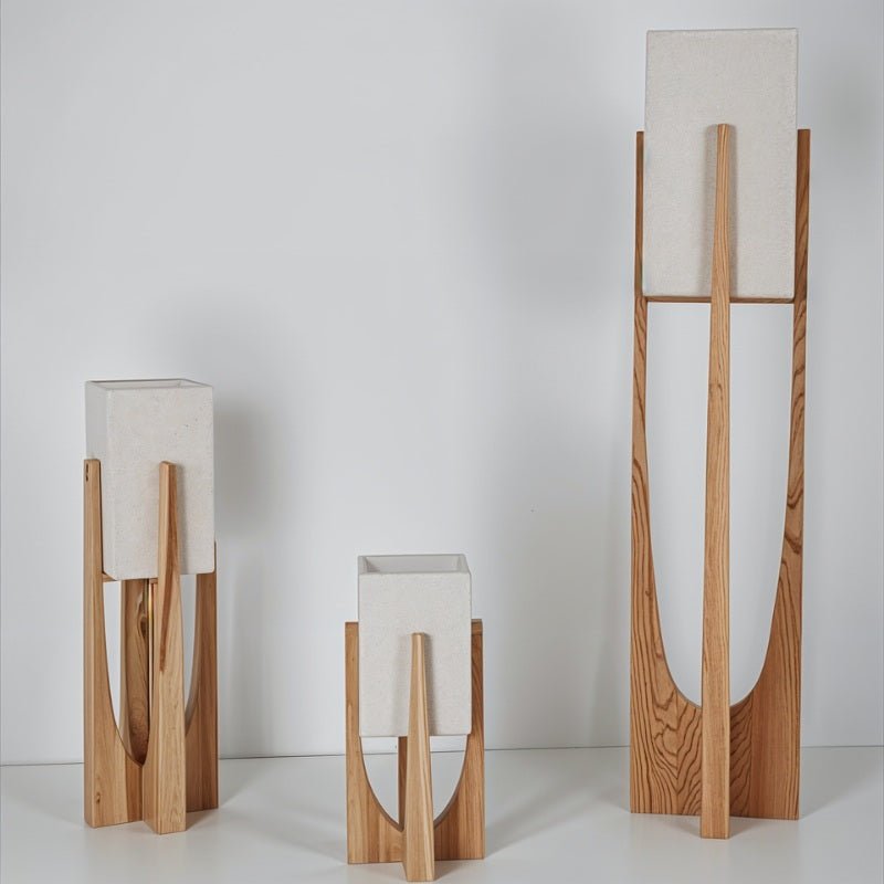 Zenic Lamp - Stylish Fabric and Wood Lighting Fixture in three sizes with unlit fabric shades, showcasing minimalist Japanese-inspired design.