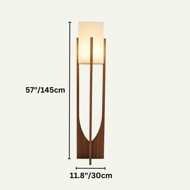 Zenic Lamp - Stylish Fabric and Wood Lighting Fixture tall floor lamp with 57'' height and 11.8'' width, ideal for ambient room lighting.