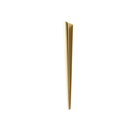 "A sleek, tapered zinc alloy pull bar with a geometric profile in a gold finish, shown on a white background."