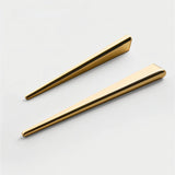 "Two sleek, tapered zinc alloy pull bars with a geometric profile in a gold finish, shown on a light background."