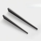 "Two sleek, tapered zinc alloy pull bars with a geometric profile in a dark finish, shown on a light background."