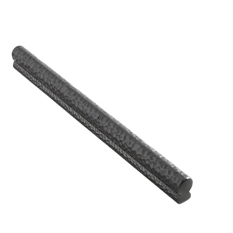 "Black hammered texture pull bar handle isolated on a white background, showcasing its modern and handcrafted design."