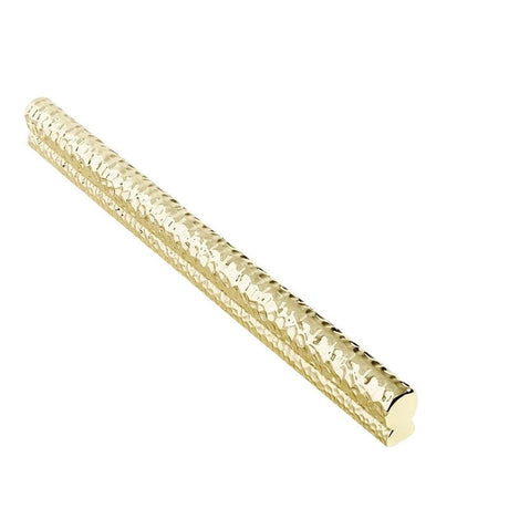 "Gold hammered texture pull bar handle isolated on a white background, showcasing its modern and handcrafted design."