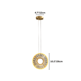 Zunel Pendant Light – Copper & Crystal Elegance with dimensions labeled, showing 10.2-inch height and 4.7-inch canopy width.