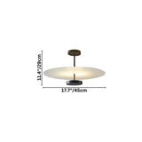 "Dimensions diagram of a small, modern ceiling light with a circular acrylic diffuser and a sleek metal frame."