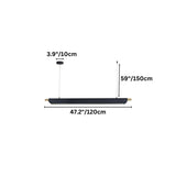 "Diagram showing the dimensions of a modern pendant light with a 47-inch long frame and measurements in inches and centimeters."