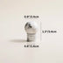 White marble sphere knob with stainless steel base shown with dimensions against neutral background.