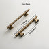 Antique brass cabinet pulls with square bases shown in two sizes: 7 inches and 5 inches on white background.