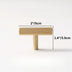 Brass T-bar cabinet knob with crosshatch texture, 2"/5cm width, shown against white background.