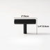 Black textured T-bar cabinet pull with dimensions 2"/5cm width and 1.4"/3.5cm height on white background.