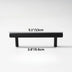 Black textured bar pull with measurements showing 5.1 inches length and 3.8 inches between mounting points.
