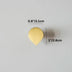 Gold teardrop-shaped cabinet knob measuring 0.8 inches wide by 1 inch tall on white background.