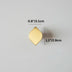 Brass diamond-shaped cabinet knob with dimensions 0.8" width by 1.1" height on gray background.