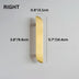 Gold curved bar pull with dimensions 5.7"/14.4cm length and 0.8"/2.1cm width displayed against white background.