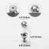 Chrome cabinet knobs and pulls shown in three sizes with measurements and installation views against white background.