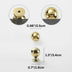 Gold ball drawer knob on white background with 1.3-inch height, 0.98-inch diameter, and 0.7-inch base width.