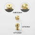 Brushed brass globe cabinet knob on a white background measuring 0.98 inches wide, 1.3 inches high, and 0.7 inches at base.