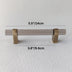 Brushed brass and wood pull handle with measurements 5.5"/14cm length and 3.8"/9.6cm width on white background.