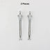Two polished chrome drawer pulls with elongated handles and decorative crown-shaped tops on white background.