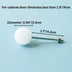 White crystal cabinet knob with threaded screw, displayed against light blue background with dimension specifications.