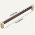 Brushed gold and dark wood cabinet pull handle with 7.6-inch center-to-center spacing on white background.