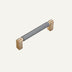 Modern pull bar with brushed brass finish and textured gray insert, displayed on white background.
