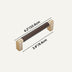 Modern brass pull handle with dark wood grip, measuring 4.2 inches across with 3.8 inch mounting distance.