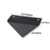 Black triangular cabinet knob with mounting holes, shown with dimensions of 3.3" x 1.6" x 2.4".