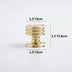 Polished brass cabinet knob with circular ridged design, shown with dimensions against white background.