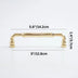 Polished brass cabinet pull with decorative knob ends, shown with dimensions against white background.