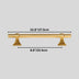 Gold brass cabinet pull bar with square handles measuring 10.8 inches overall length on white background.