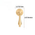 Brass cabinet pull with round backplate and tapered handle, shown with dimensions 1.1"/2.7cm width and 2.5"/6.4cm height.