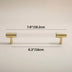 Brass pull handle with clear acrylic center bar displayed with measurement dimensions on neutral background.