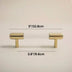 Brass cylinder pull handle with clear acrylic connector bar on neutral background, shown with measurements.