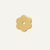 Gold-toned brass flower-shaped handle backplate with center hole on white background.