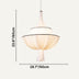 Cream fabric pendant light with pleated shade and metal accents, 23.6" height, shown against white background.